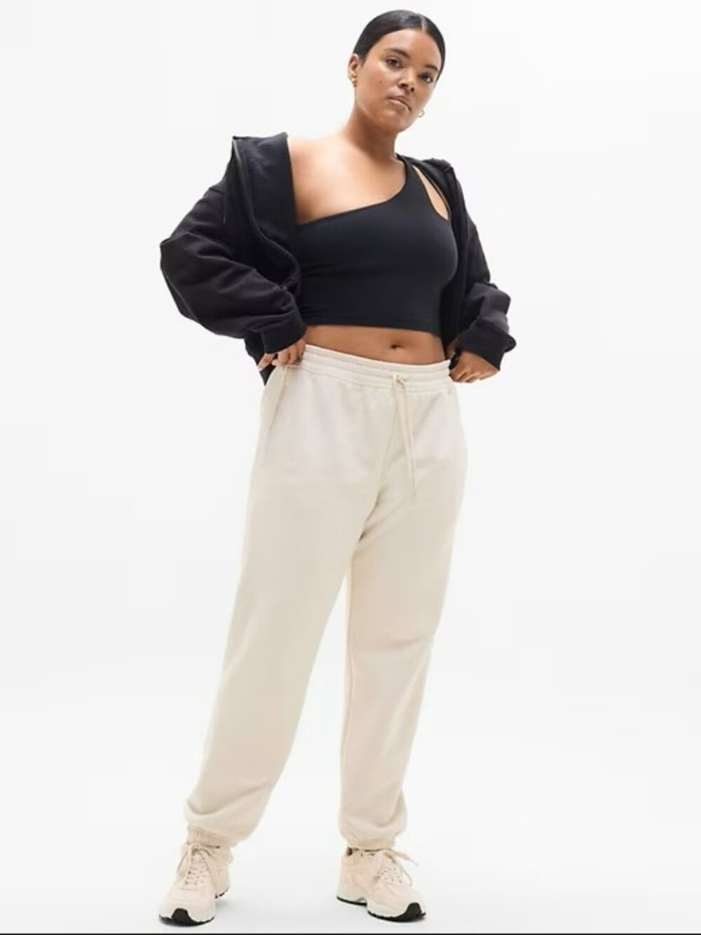 NWT Athleta Cream Easy Fleece Jogger Sweatpants Large - Picture 2 of 14